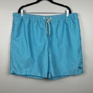 Tommy Bahama Relax Men's Blue Print Drawstring Swimming Trunks Shorts Size 2XL